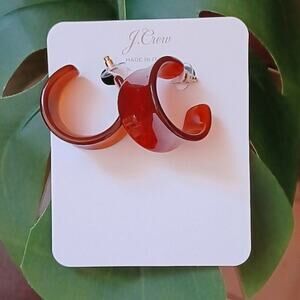 J. Crew Chunky Concave Hoop Earrings Warm Sepia Tortoise NWT Italian